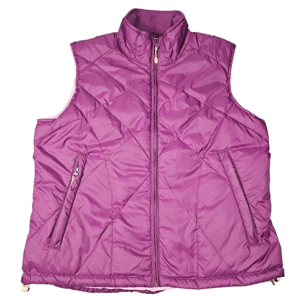 Cabelas Goose Down Puffer Vest Womens M Purple 650 Quilted‎ Coat Outdoor Hiking
